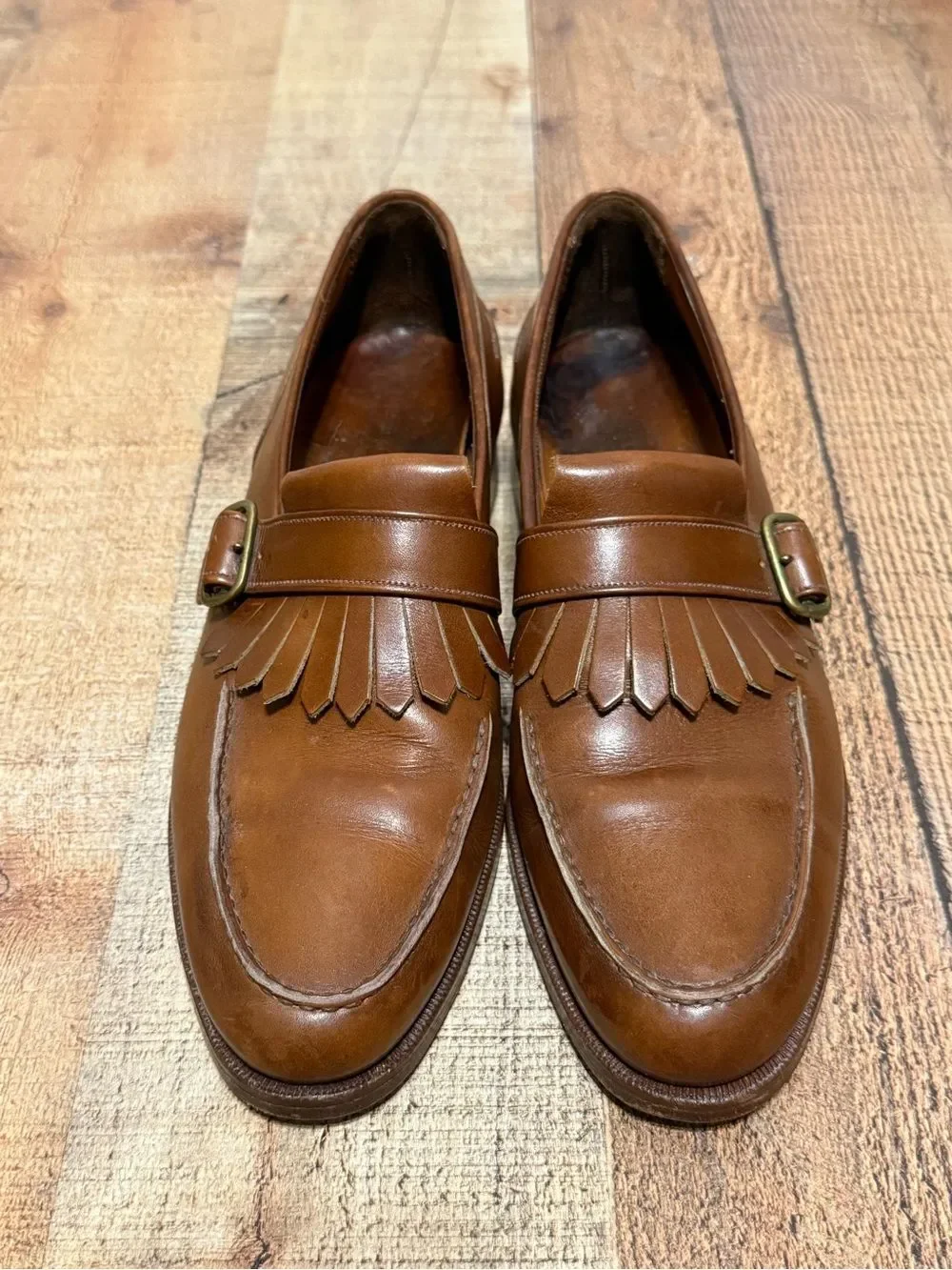 Vintage Polo Ralph Lauren Neiman Marcus Brown Leather Kiltie Monk Strap Loafers